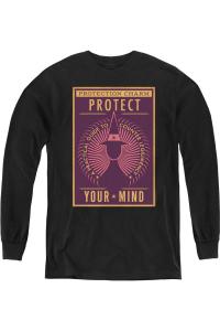 Фантастические твари Защити свой разум молодежная футболка с длинным рукавом Gildan, черный