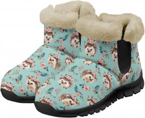 Зимние ботинки для женщин и мужчин, снежные ботинки, пушистые зимние туфли, слипоны, укороченные ботинки для прогулок на улице Noprintge, Hedgehog