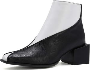 Женские ботильоны LYYSKY с высокой толстой подошвой, застежкой-молнией сзади, удобные, лаконичные, разных цветов, с квадратным носком и высокими каблуками, Black&White