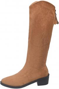 Женские ботильоны с острым носком на осень: модные высокие сапоги до колена на низком каблуке с молнией, для походов, вечеринок и праздничных мероприятий Generic, Khaki