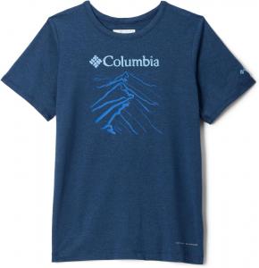 Columbia Boys' Tech Trail футболка с принтом, Collegiate Navy Heather/Ridge Line Life