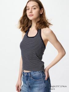 Бюстгальтер-Топ с открытой спиной и бретелью через шею Uniqlo, синий