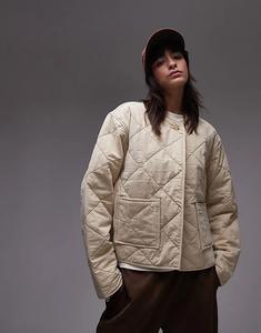 Стираная стеганая куртка-подкладка цвета пахты Topshop