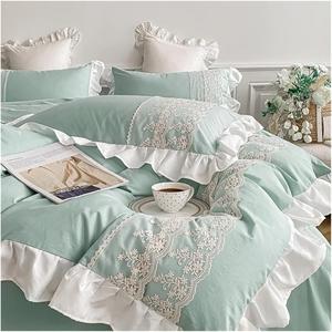 YUSIWOAL Комплект постельного белья French Lace из хлопка с элегантной вышивкой