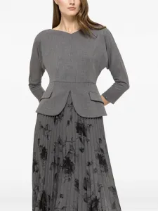 Плиссированное миди-платье с цветочным принтом Nissa, серый