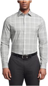 Мужская рубашка Calvin Klein, классического кроя, не требующая глажки, эластичная, в клетку, Olive Multi