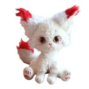 Dolls and bears dance Плюшевая игрушка Cute Curl Winter Snow Fox, мультяжный белый лис в сидячей позе