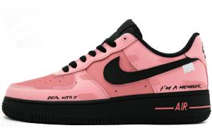 Nike Женские износостойкие и легкие низкие скейтборд-кроссовки Air Force 1, черный с розовым оттенком