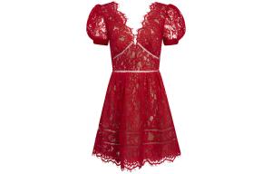 Флористическое вышитое мини-платье Self-portrait, красный