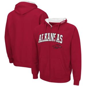 Мужская толстовка с молнией во всю длину Cardinal Arkansas Razorbacks Arch & Logo 3.0 Colosseum