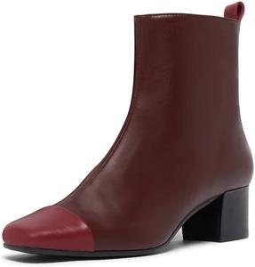 Женские классические ботильоны Miss Left с низким каблуком-блоком, квадратным носком, боковой молнией, удобные для повседневной ходьбы, размеры 4-16 US, Maroon