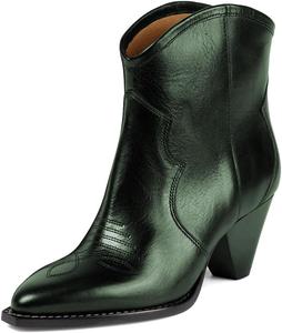 Женские ботильоны Pazzion с закрытым заостренным носком, на подошве типа «пул-он», для голенища широкой формы, средней массивный каблук, вестерн-стиль, для работы и вечеринок, теплые, размеры 4-16 US, Green