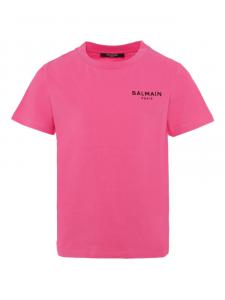 Футболка с короткими рукавами и логотипом Balmain Kids, розовый