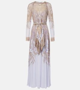 Платье макси с гипнотическим поясом и узором пейсли Zimmermann, Lilac Paisley