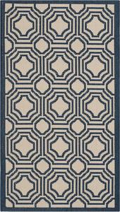 Ковер SAFAVIEH, 61 x 110 см, Washable Rug Outdoor Courtyard Collection - , Beige & Navy, без линьки и легкий в уходе, идеально для патио, входной двери, прихожей, придверный ковер (CY6112-258)