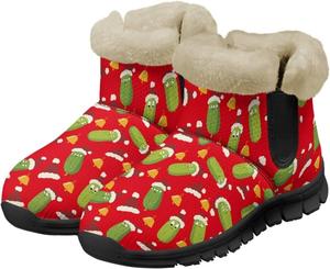 Женские зимние ботинки Jeiento с мехом, утепленные, уличные ботильоны, Christmas Pickles Bells
