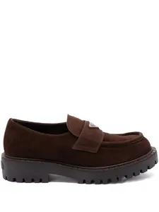 Замшевые мокасины Prada, коричневый