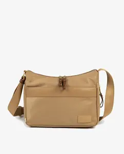 Раздвижная сумка через плечо из переработанного нейлона из переработанного пластика и кожаных деталей Munich, цвет Nude