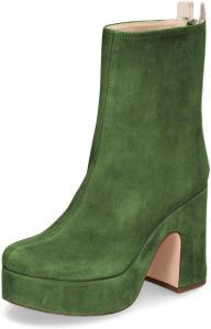 Женские массивные ботильоны на платформе с закрытым носком и застежкой-молнией сзади, высокие каблуки, короткие ботинки, модная офисная обувь, размер 4-16 US Wo wagas, Green