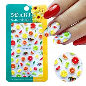 5D наклейки для украшения ногтей с узорами оранжевого цвета K065, Frezarkowo