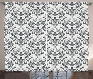 Штора ABAKUHAUS в викторианском деревенском стиле, с цветочным узором и дамасским узором, присборенная тесьма для спальни с петлями и крючками, 280 x 175 см, бежево-серый цвет Abakuhaus