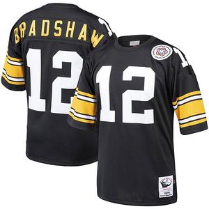 Футболка Mitchell & Ness Terry Bradshaw черная Pittsburgh Steelers 1975 Unbranded