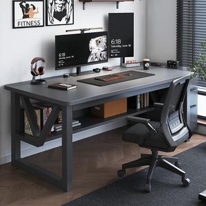 Стол 140 см Naijia компьютерный игровой для дома и офиса, черная рама + серая столешница