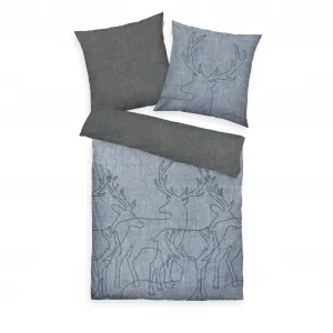 Двустороннее постельное белье TOM TAILOR HOME» Размер Леннарта. 135x200, 155x220 или 200x200 см, идеально подходит для Рождества", фланелевая уютная теплая зимой, рождественское постельное белье из хлопка, цвет jeansblau