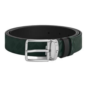 Кожаные ремни Unisex British Green/Classic Black ширина 3CM MONTBLANC, зеленый/черный