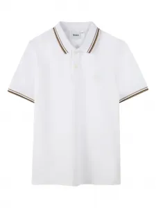 Рубашка поло из ткани пике BOSS Kidswear, белый