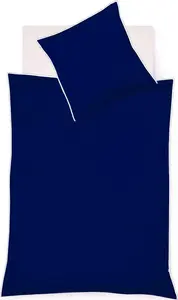 Постельное белье Black Premium Swiss Satin с трехсторонней окантовкой, однотонное, темно-синее, размер 135 x 200 см Fleuresse