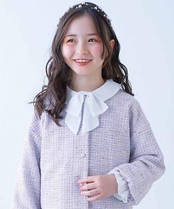 Элегантная дизайнерская блузка с регулируемым воротником. Детская одежда для девочек. Рубашка, весна/лето 2026 Devirock, цвет 010-Ribbon Tie-White