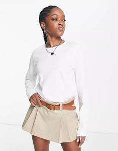 Белый топ с длинными рукавами Weekday Essnence Standard