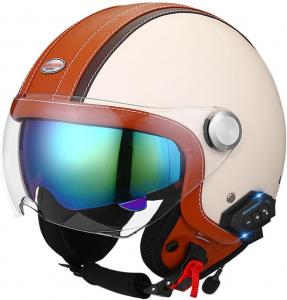 Шлем 3/4 Dcoltmi-888 Bluetooth, кремовый / коричневый