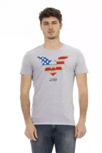 Серая хлопковая мужская футболка Trussardi