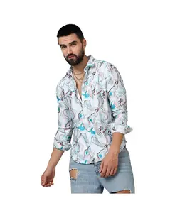 Мужская рубашка Sky Blue & Ivory White Fluid Fade Campus Sutra, белый