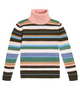 Полосатый шерстяной свитер с высоким воротником Il Gufo, мультиколор