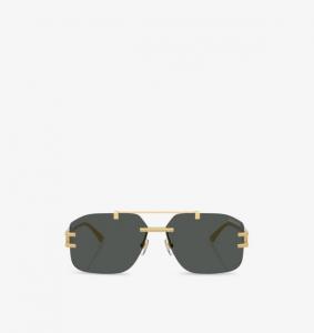 Солнцезащитные очки Ve2275 в металлической оправе нестандартной формы Versace, золотой