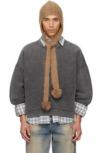 Acne Studios Капюшон из мохера бежевого цвета с ушками