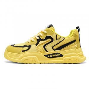 Амортизирующие, износостойкие, дышащие, увеличивающие рост низкие массивные кроссовки для мужчин Wooden Rabbit, Light Yellow Black