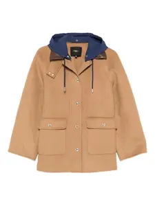 Однобортное пальто со съемным капюшоном Maje, коричневый