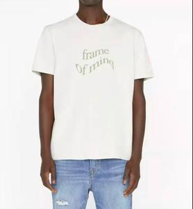Футболка с волнистым логотипом цвета экрю FRAME, экрю