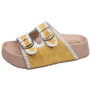 TAFN Женские тапочки-слайды, устойчивые к истиранию, желтые