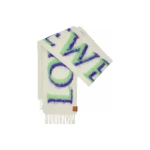 LOEWE Шерстяной шарф с принтом, White/Green