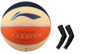 LINING Баскетбольный мяч Badfive PU черный оранжевый размер 7 тренировочный unisex