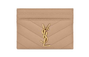 Монограммная стеганая кардхолдер из кожи Cow Leather Card Holder для женщин темный SAINT LAURENT, Box(Set+Box)