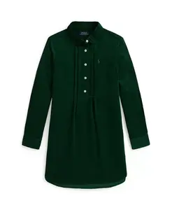 Детское платье из вельвета с защипами и длинными рукавами для девочек 7-16 лет Polo Ralph Lauren, зеленый