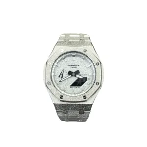 CASIO Ремешок для часов Retrofit Series GA2100 Collection Quartz Movement Stainless Steel, унисекс, серебристый циферблат