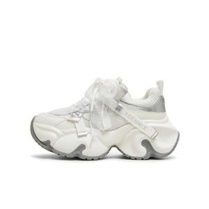 Teenmix Женские белые кроссовки Cheese Balls с амортизацией, увеличивающие рост, устойчивые к истиранию, низкие, массивные