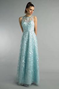 Вышитое вечернее платье без рукавов Basix Black Label, синий